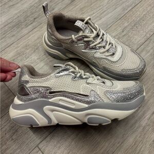 Stylish Gray and Cream Sneakers